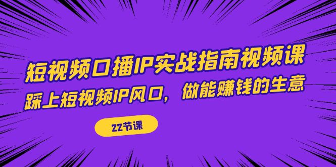 短视频口播IP实战指南视频课，踩上短视频IP风口，做能赚钱的生意-十一网创