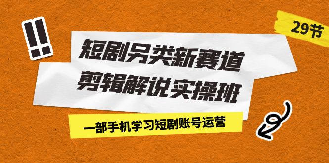 短剧另类新赛道剪辑解说实操班：一部手机学习短剧账号运营-十一网创