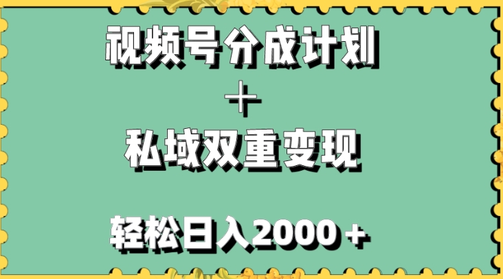 视频号分成计划＋私域双重变现，轻松日入1000＋，无任何门槛，小白轻松上手-十一网创