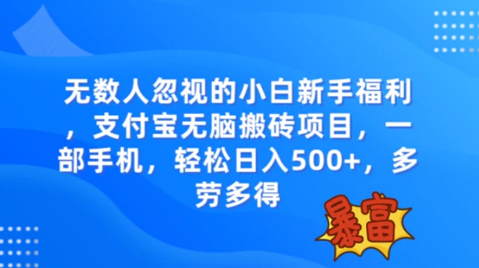 无数人忽视的项目，支付宝无脑搬砖项目，一部手机即可操作，轻松日入500+-十一网创