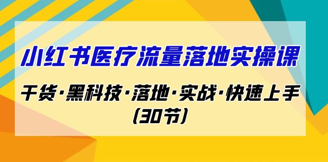 小红书·医疗流量落地实操课，干货·黑科技·落地·实战·快速上手-十一网创