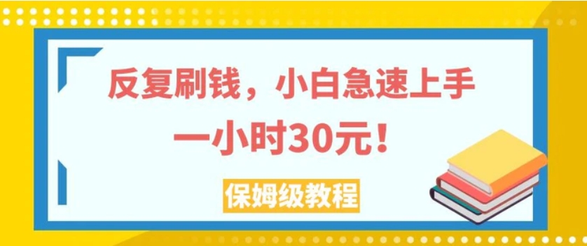 反复刷钱，小白急速上手，一个小时30元，实操教程。-十一网创