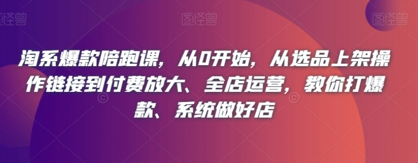 淘系爆款陪跑课，从0开始，从选品上架操作链接到付费放大、全店运营，教你打爆款、系统做好店-十一网创