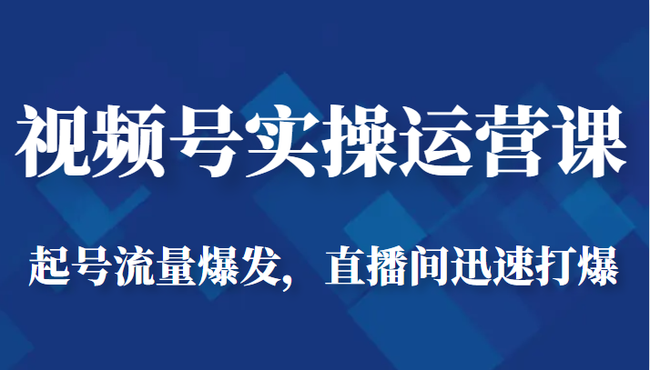 视频号实操运营课-起号流量爆发，直播间迅速打爆-十一网创