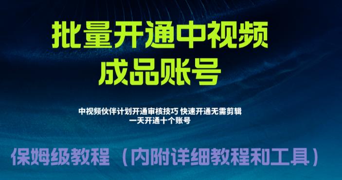 外面收费1980暴力开通中视频计划教程，附 快速通过中视频伙伴计划的办法-十一网创