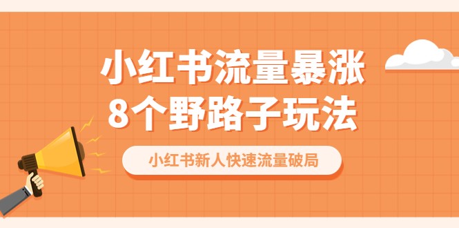 小红书流量-暴涨8个野路子玩法：小红书新人快速流量破局-十一网创