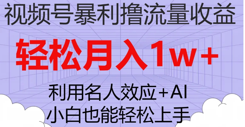 视频号暴利撸流量收益，小白也能轻松上手，轻松月入1w+-十一网创