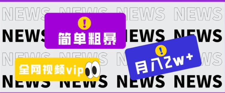 简单粗暴零成本，高回报，全网视频VIP掘金项目，月入2万＋-十一网创