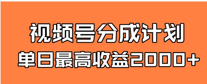 全新蓝海 视频号掘金计划 日入2000+-十一网创