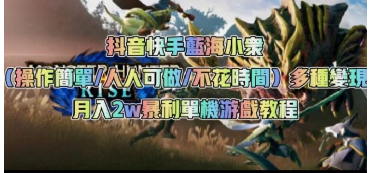 抖音快手蓝海小众多种变现月入2w＋暴利单机游戏教程-十一网创