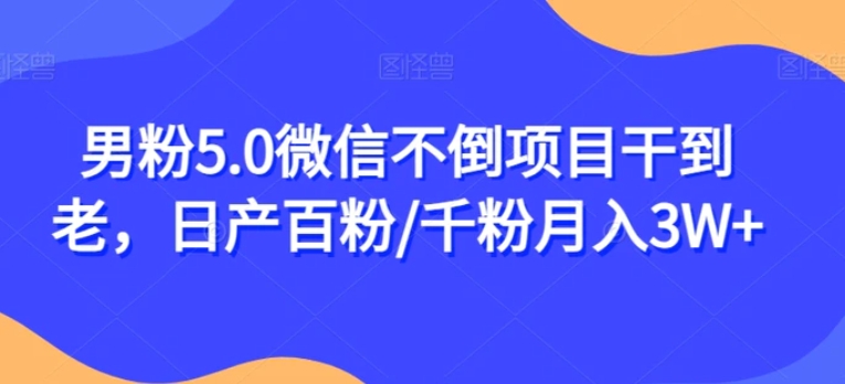 男粉5.0微信不倒项目干到老，日产百粉/千粉月入3W+【揭秘】-十一网创