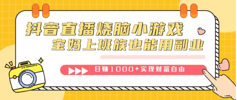 抖音直播烧脑小游戏，不需要找话题聊天，宝妈上班族也能用副业日赚1000+-十一网创