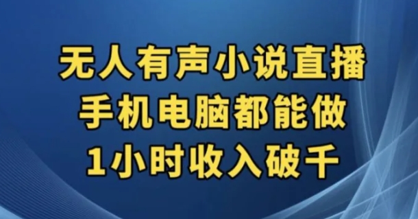 抖音无人有声小说直播，手机电脑都能做，1小时收入破千【揭秘】-十一网创