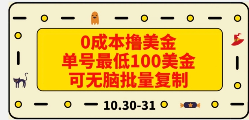 0成本撸美金，单号最低100美金，可无脑批量复制-十一网创