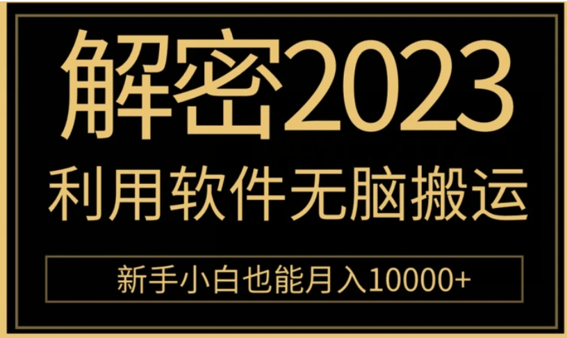 解密2023利用软件无脑搬运，新手小白也能月入10000+-十一网创