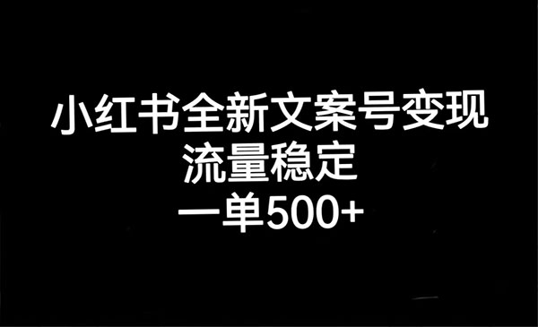 《小红书全新文案号变现》流量稳定，一单收入500+-十一网创