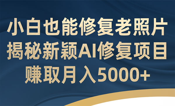 《AI老照片修复项目》小白也能修复！赚取月入5000+-十一网创