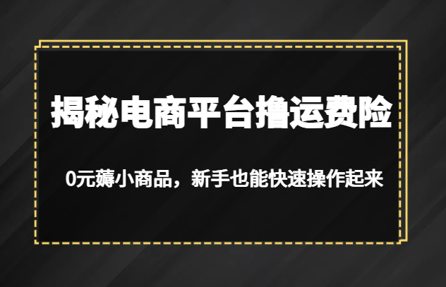 揭秘电商平台撸运费险，0元薅小商品，新手也能快速操作起来-十一网创