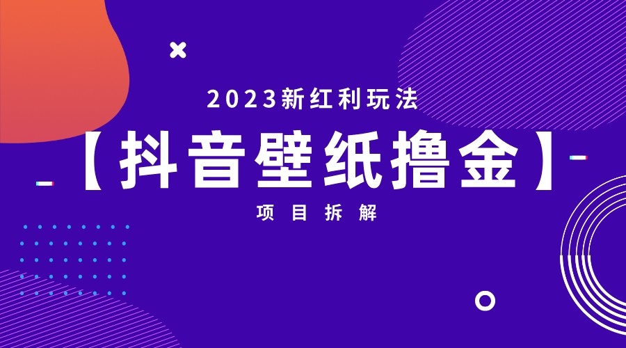 2023新红利玩法，抖音壁纸撸金项目拆解-十一网创