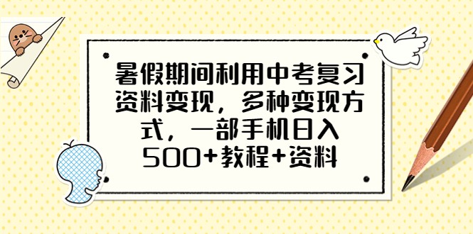 暑假期间利用中考复习资料变现，多种变现方式，一部手机日入500+教程+资料-十一网创