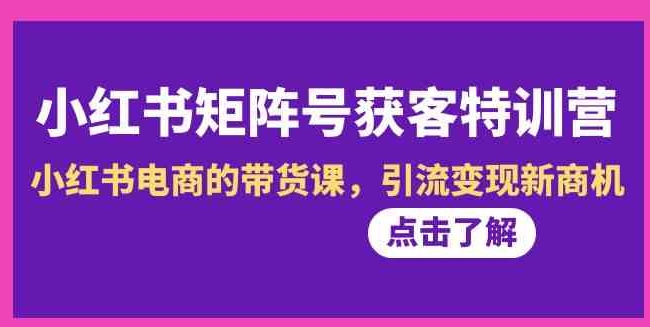 小红书-矩阵号获客特训营-第10期，小红书电商的带货课，引流变现新商机-十一网创