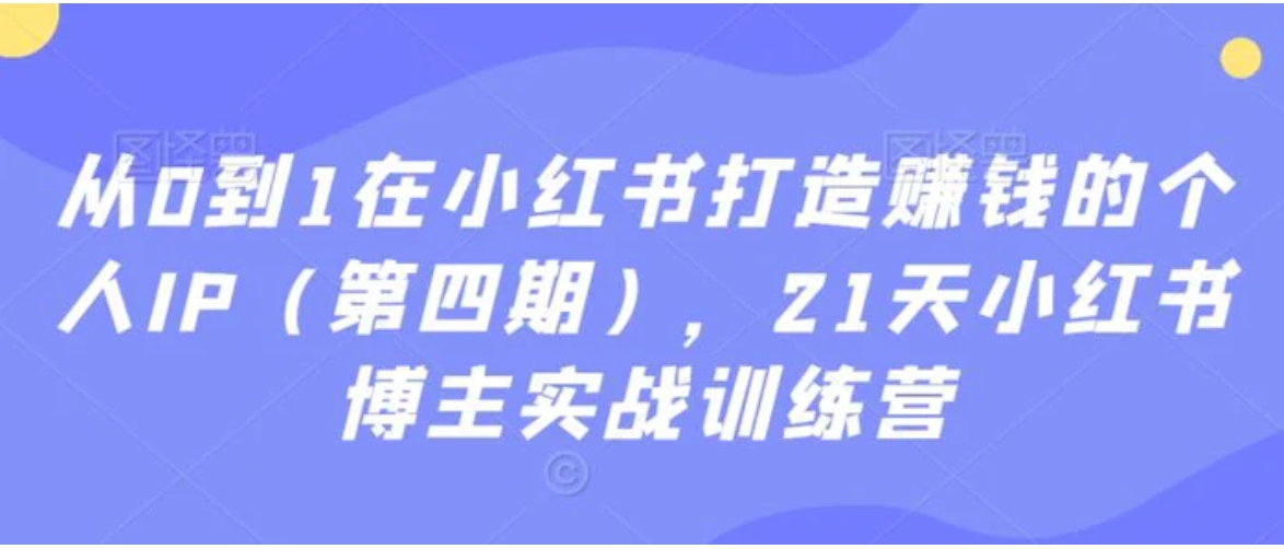 从0到1在小红书打造赚钱的个人IP，21天小红书博主实战训练营-十一网创