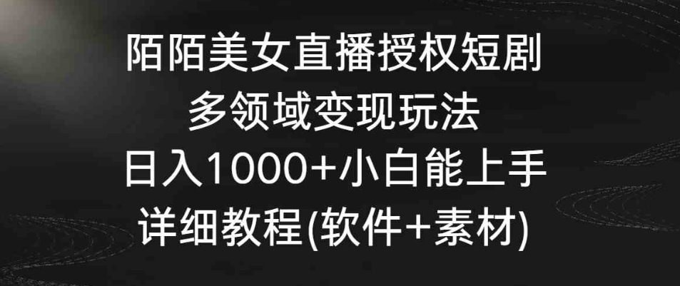 陌陌美女直播授权短剧，多领域变现玩法，日入1000+小白能上手，详细教程…-十一网创