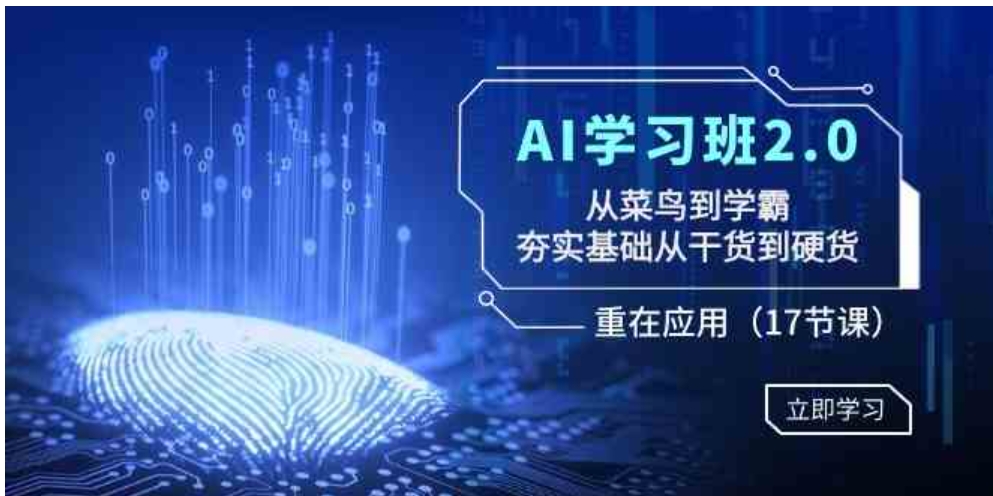 AI学习班2.0：从菜鸟到学霸，夯实基础从干货到硬货，重在应用-十一网创