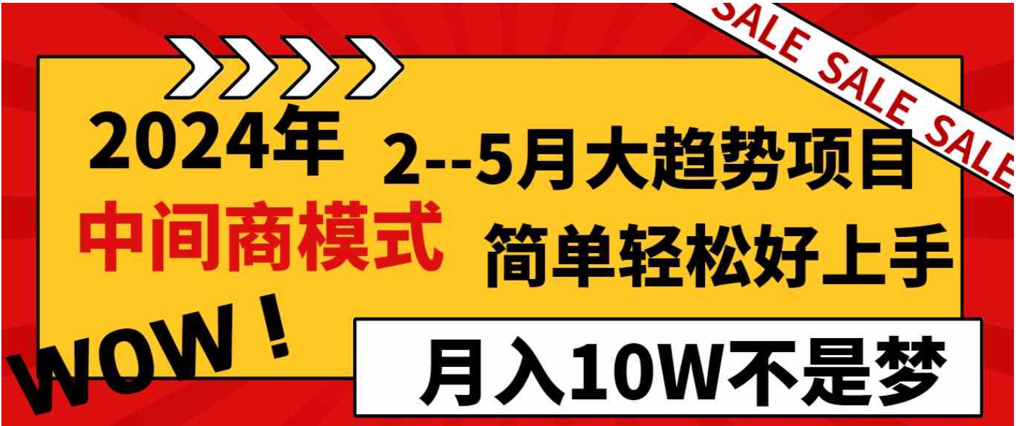 2024年2–5月大趋势项目，利用中间商模式，简单轻松好上手，轻松月入10W…-十一网创