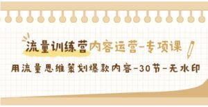 流量训练营之内容运营-专项课，用流量思维策划爆款内容-30节-无水印-十一网创