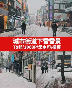 城市街道下雪雪景视频素材-十一网创