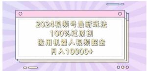 （9151期）2024视频号最新玩法，100%过原创，搬用机器人视频掘金，月入10000+-十一网创