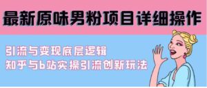 （9158期）最新原味男粉项目详细操作引流与变现底层逻辑+知乎与b站实操引流创新玩法-十一网创