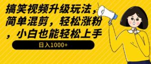 （9215期）搞笑视频升级玩法，简单混剪，轻松涨粉，小白也能上手，日入1000+教程+素材-十一网创