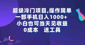 （9291期）超级冷门项目,操作简单，一部手机轻松日入1000+，小白也可当天看见收益-十一网创