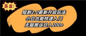 （9375期）短剧2.0最新升级玩法，小白也能快速入门，无脑搬运日入200+-十一网创