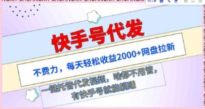 （9492期）快手号代发：不费力，每天轻松收益2000+网盘拉新一键托管代发视频-十一网创