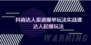 （9500期）抖商达人-渠道爆单玩法实操课，达人起爆玩法（29节课）-十一网创