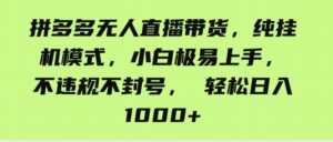 （9511期）拼多多无人直播带货，纯挂机模式，小白极易上手，不违规不封号，轻松日…-十一网创