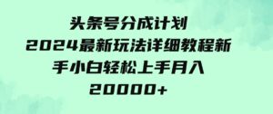 （9530期）头条号分成计划：2024最新玩法详细教程，新手小白轻松上手月入20000+-十一网创