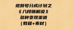 （9537期）视频号分成计划之《八段锦解说》，多种变现渠道，小白友好（教程+素材）-十一网创