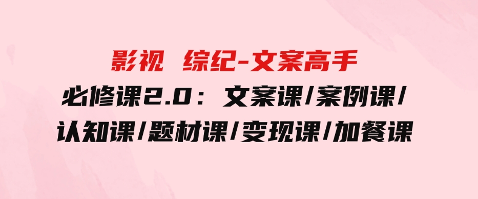 （9572期）影视综纪-文案高手必修课2.0：文案课/案例课/认知课/题材课/变现课/加餐课-十一网创