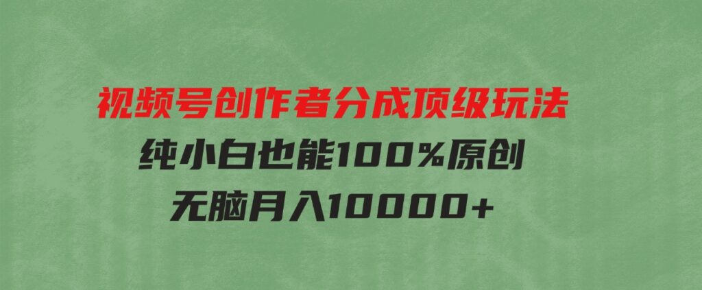 （9608期）视频号创作者分成顶级玩法，纯小白也能100%原创，无脑月入10000+-十一网创