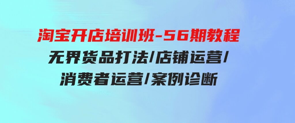 （9605期）淘宝开店培训班-56期教程：无界货品打法/店铺运营/消费者运营/案例诊断-十一网创