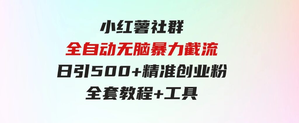 （9615期）小红薯社群全自动无脑暴力截流，日引500+精准创业粉-十一网创