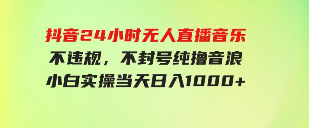 (9622期）抖音24小时无人直播音乐，不违规，不封号纯撸音浪，小白实操当天日入1000+-十一网创