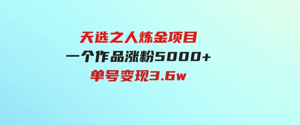 （9693期）天选之人炼金项目，一个作品涨粉5000+，单号变现3.6w-十一网创