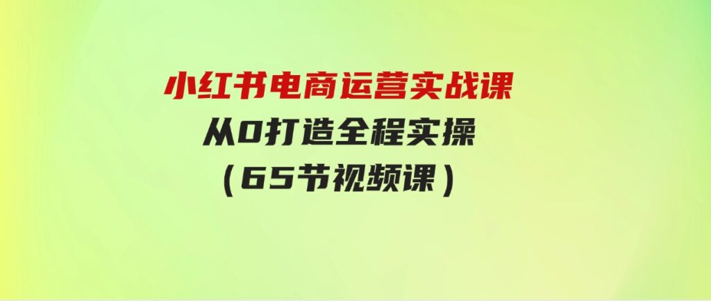 （9724期）小红书电商运营实战课，​从0打造全程实操（65节视频课）-十一网创