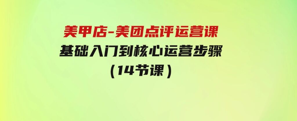 美甲店-美团点评运营课，基础入门到核心运营步骤（14节课）-十一网创