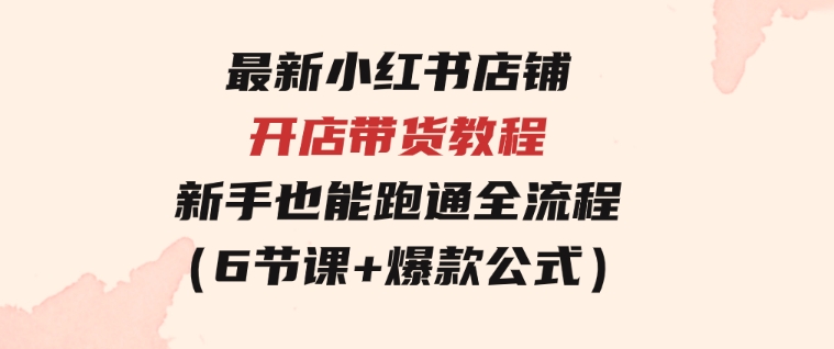 最新小红书店铺开店带货教程，新手也能跑通全流程（6节课+爆款公式）-十一网创